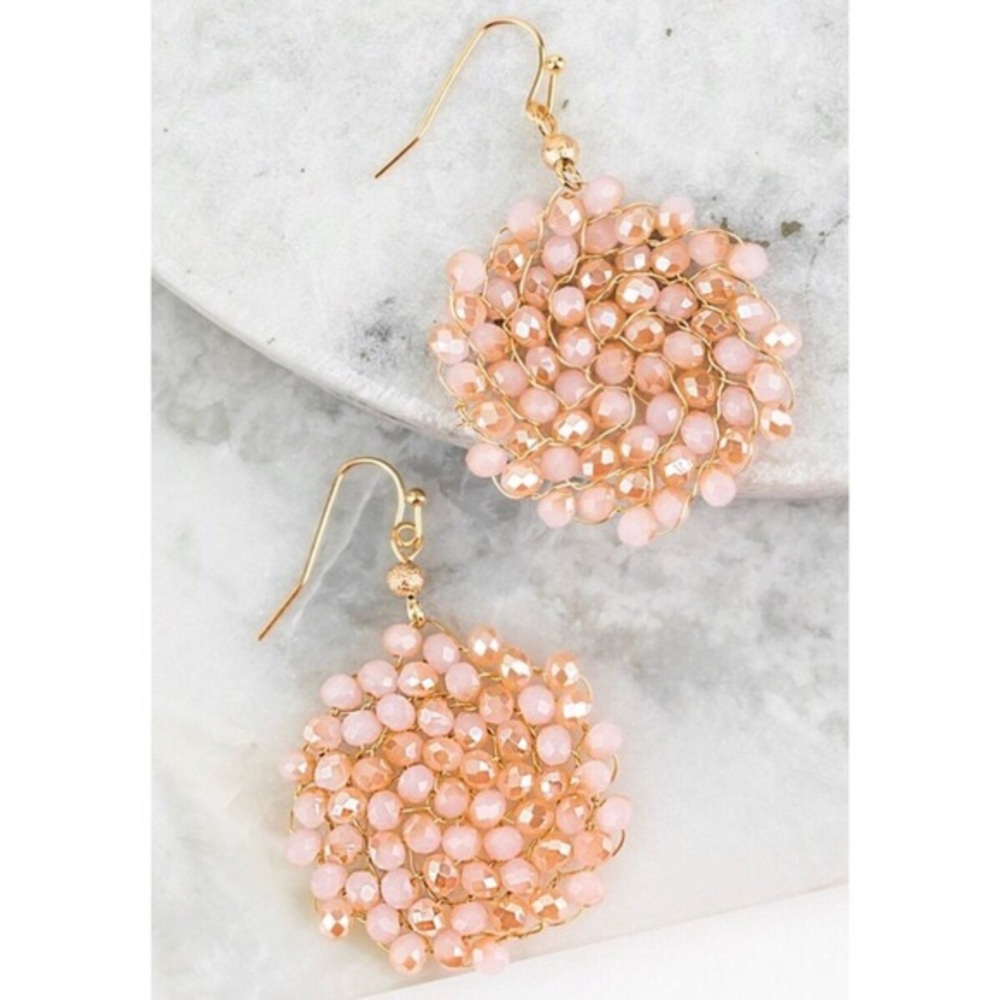 PINK OPAL | Crystal bead hook earrings